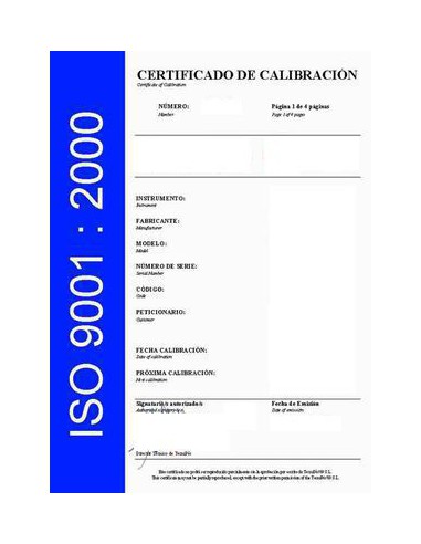 Certificado de calibracion de balanzas tipo ISO